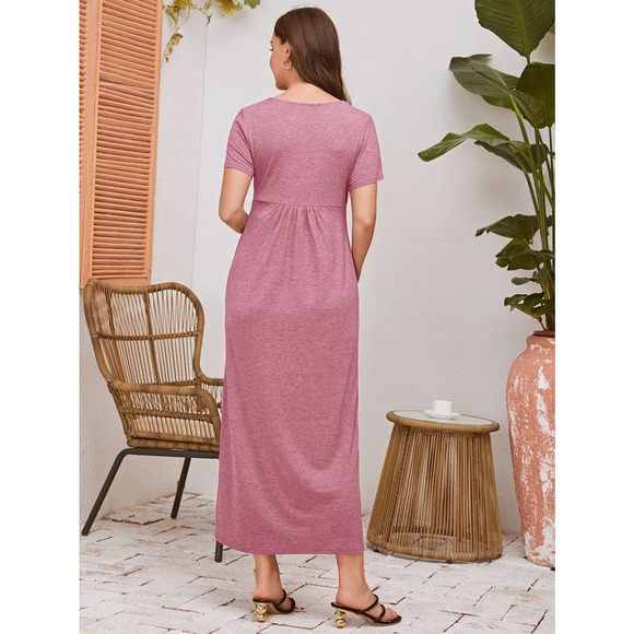 MATERNITY Surplice v Neck Ruched waist maxi Dress black - Picture 10 of 11